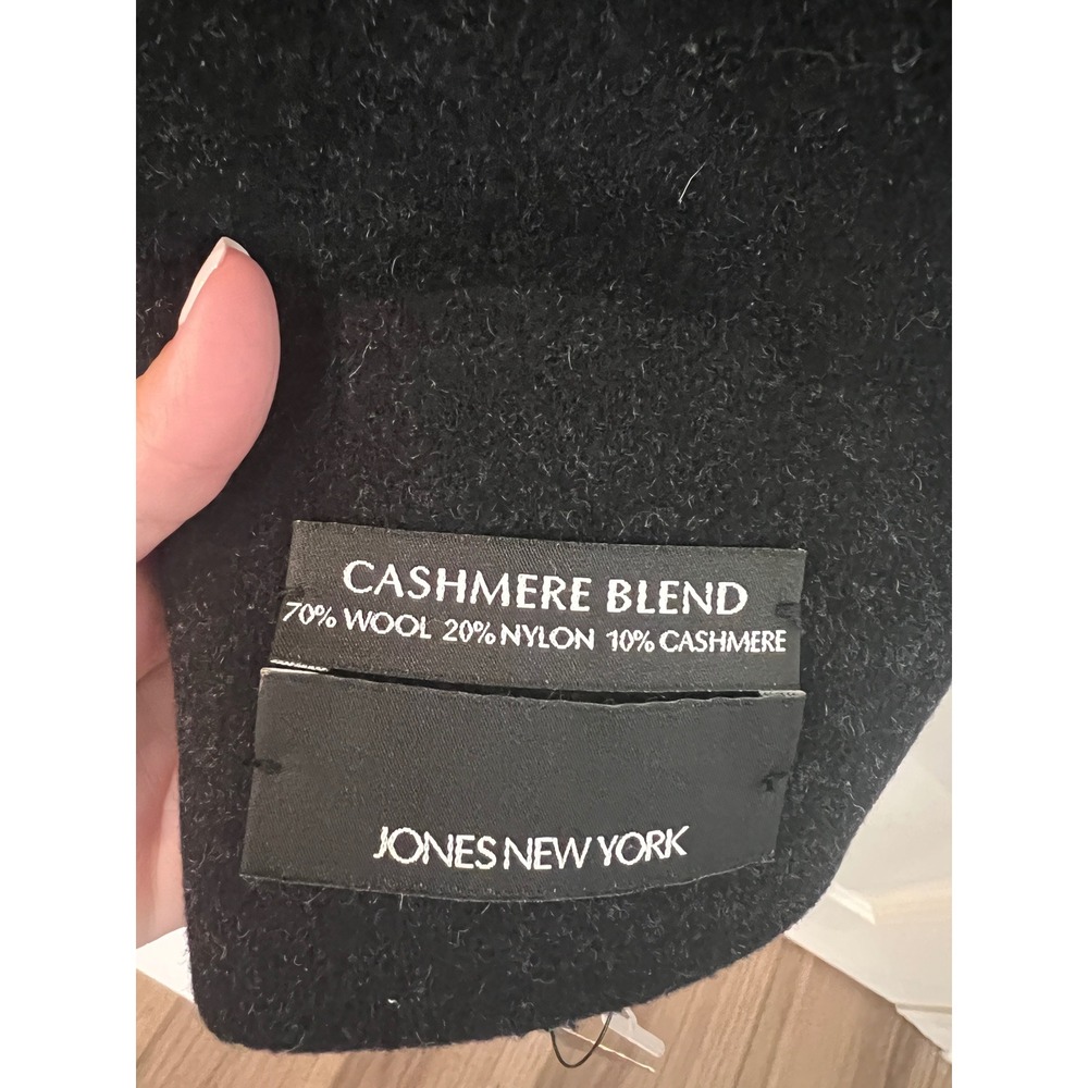 NWT Jones New York Cashmere Wool Blend Maxi Coat Charcoal Black Womens 14 - Picture 6 of 9